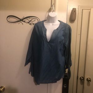 Denim Michael Kors blouse mid sleeve with tie